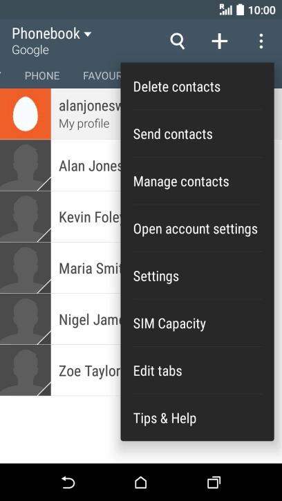 Press Manage contacts.