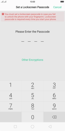 Follow the instructions on the screen to create an additional phone lock code.