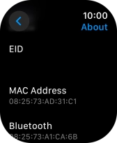 Your Apple Watch EID number is displayed below EID.