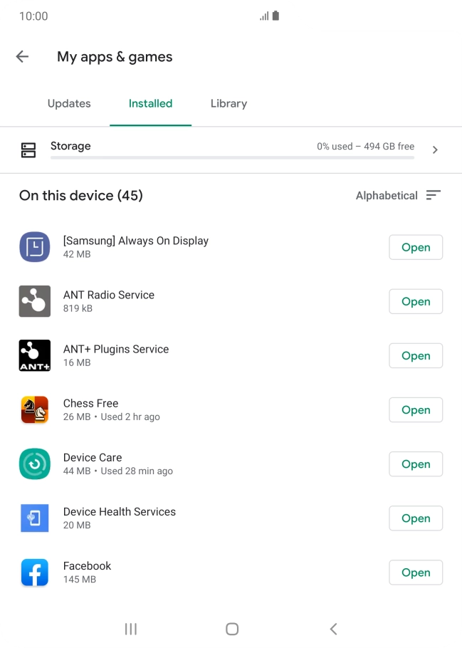 Press the required app.