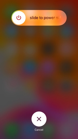 Press and drag the power off icon right.