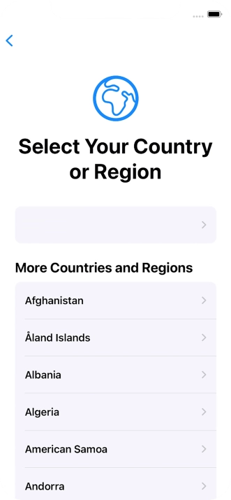 Press the required country or area.