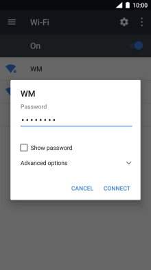 Key in the password for the Wi-Fi network and press CONNECT.