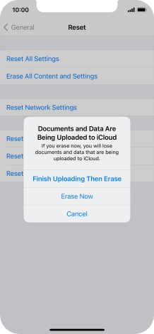 Press the required setting.