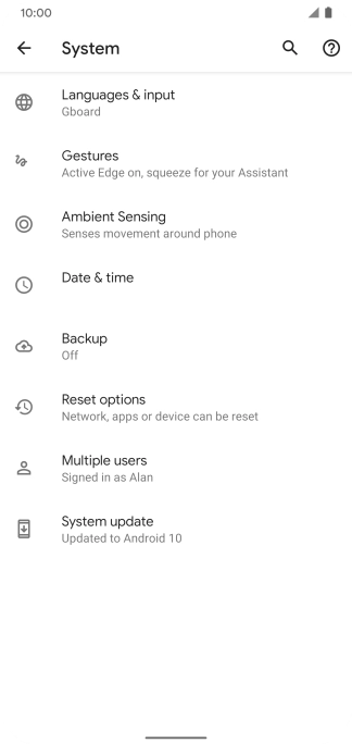 Press Reset options.