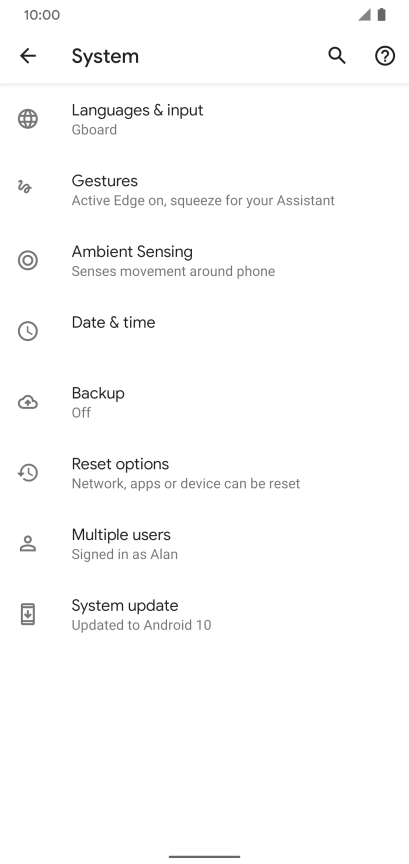 Press Reset options.