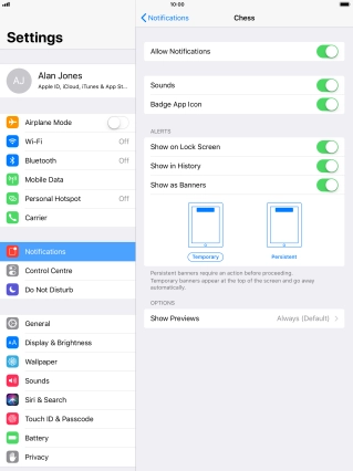 Press the indicator next to 