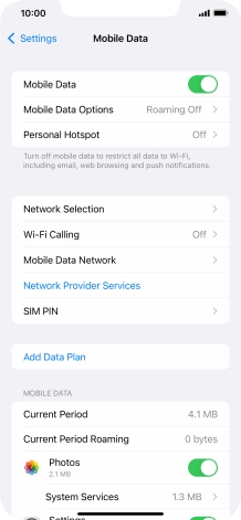 Press Mobile Data Options.