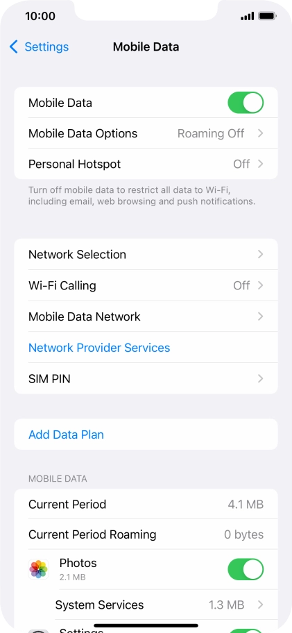 Press Mobile Data Options.