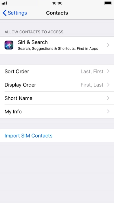 Press Import SIM Contacts.