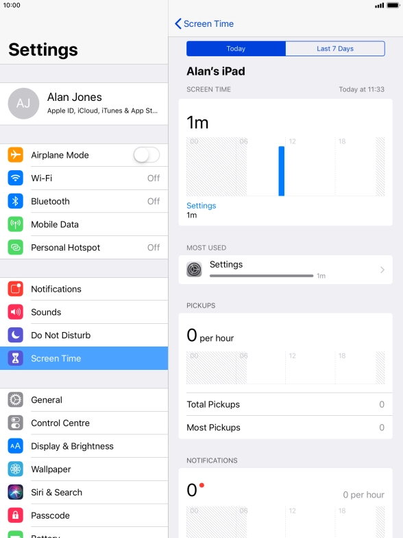 Press Last 7 Days to see your use for the past week.