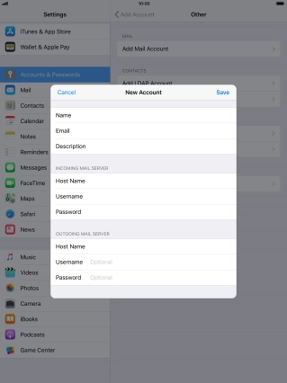 Press Username and key in the username for your email account. Please note that if you're using Vodafone's outgoing server, leave the username field empty.
