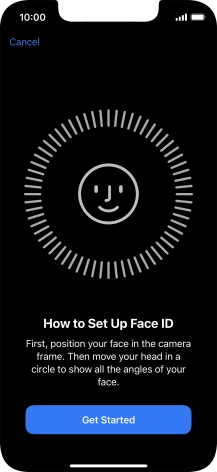 Press Get Started and follow the instructions on the screen to set up Face ID.