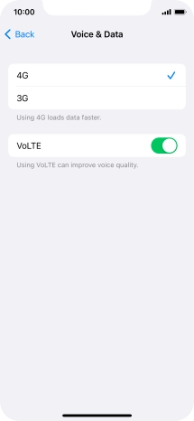Press the required network mode.