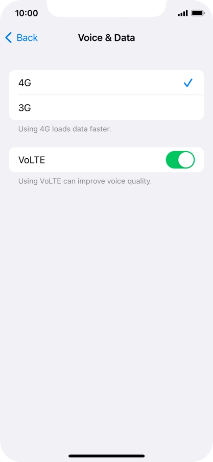 Press the required network mode.
