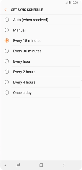 Press the required setting.