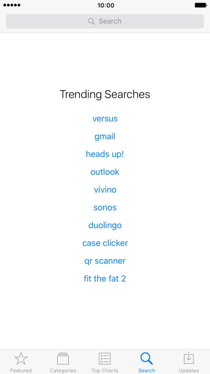 Press the search field and key in the name or subject of the required app.
