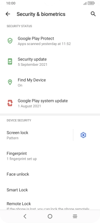 Press Screen lock and key in the additional phone lock code you created earlier.