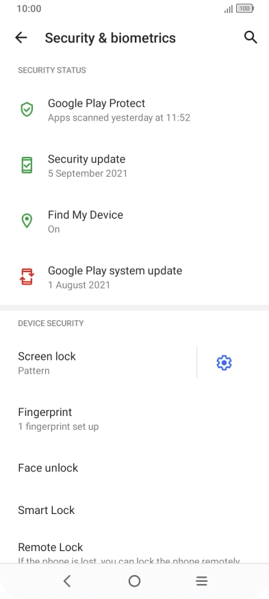 Press Screen lock and key in the additional phone lock code you created earlier.