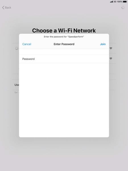 Key in the password for the Wi-Fi network and press Join.