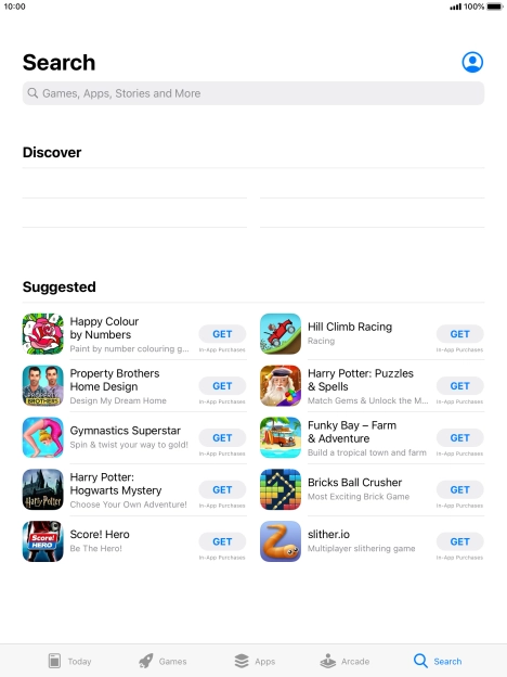 Press the search field.