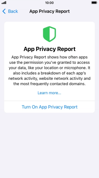 Press Turn On App Privacy Report to turn on the function.
