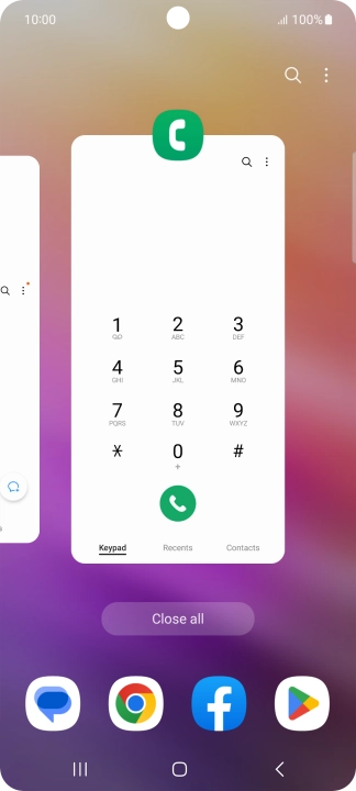 To end one running application, slide your finger upwards on the required application.