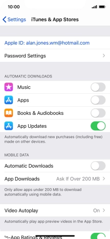 Press the indicators next to the required content types to turn the function on or off.
