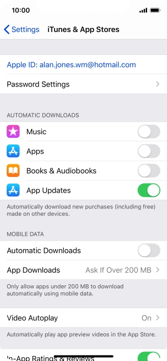 Press the indicators next to the required content types to turn the function on or off.