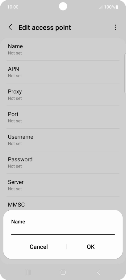 Key in Vodafone Internet and press OK.