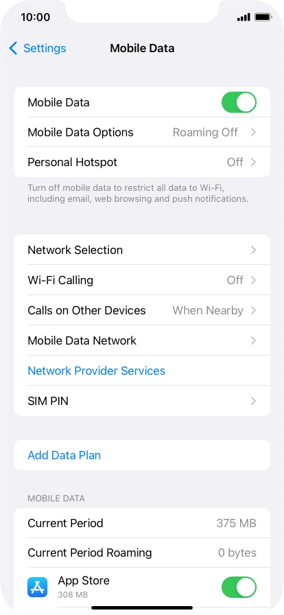 Press Add Data Plan.
