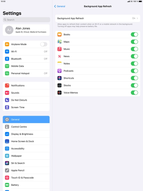 Press Background App Refresh.