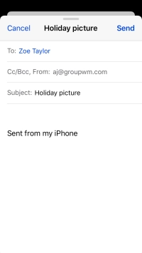 Press the text input field and write the text for your email message.
