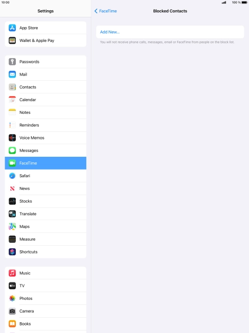 Press Add New... and follow the instructions on the screen to block a contact.