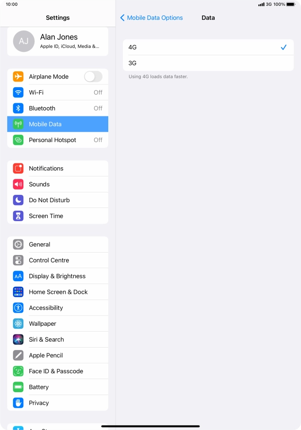 Press the required network mode.