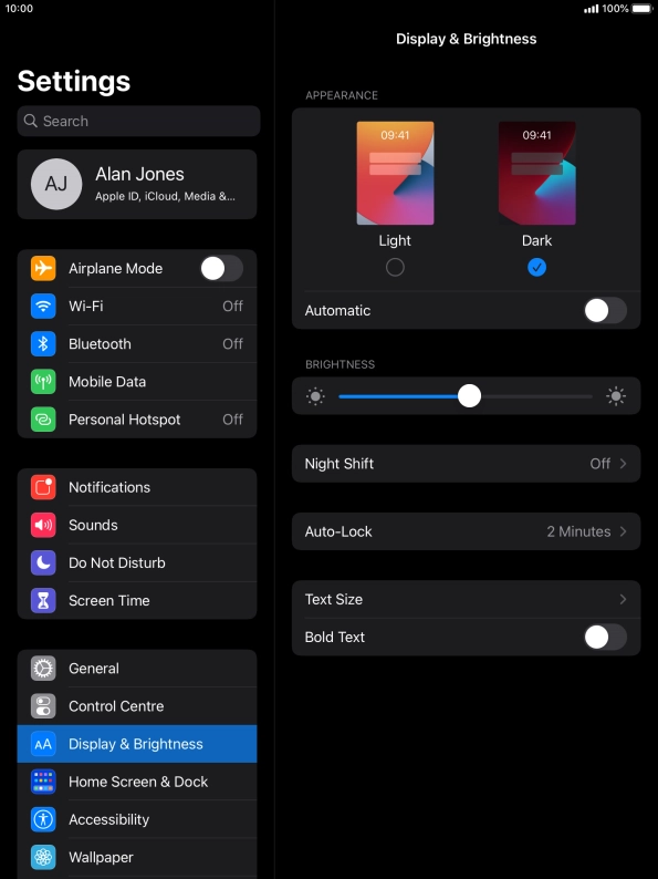 Press the indicator next to 
