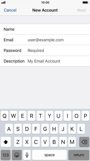 Press Email and key in your email address.