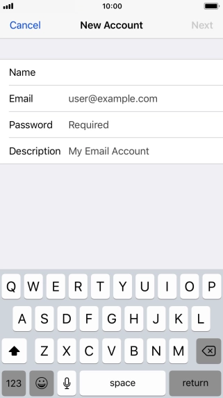 Press Email and key in your email address.