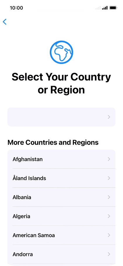 Press the required country or area.