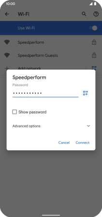 Key in the password for the Wi-Fi network and press Connect.