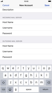 Press Password and key in the password for your email account. Please note that if you're using Vodafone's outgoing server, leave the password field empty.