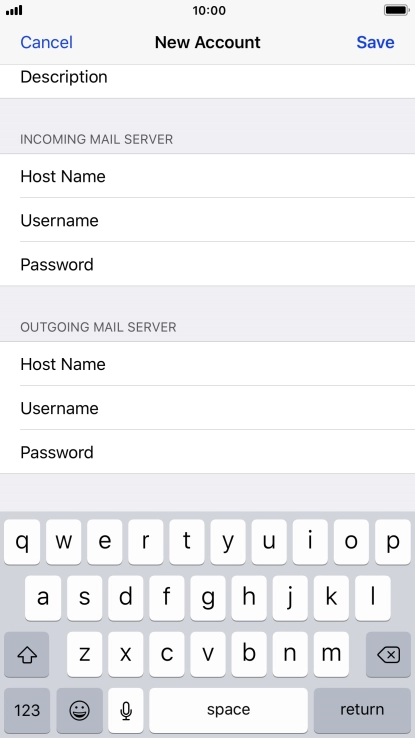 Press Password and key in the password for your email account. Please note that if you're using Vodafone's outgoing server, leave the password field empty.