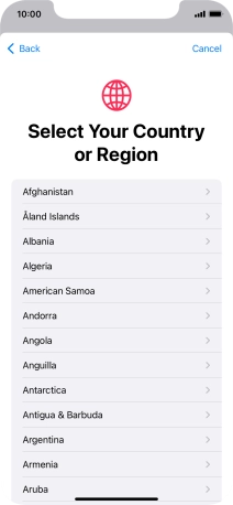 Press the required country.