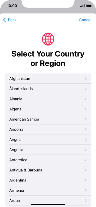 Press the required country.