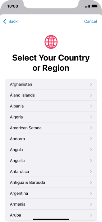 Press the required country.