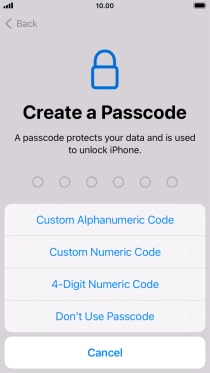 Follow the instructions on the screen to turn on use of phone lock code or press Don't Use Passcode.