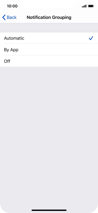 Press the required setting.