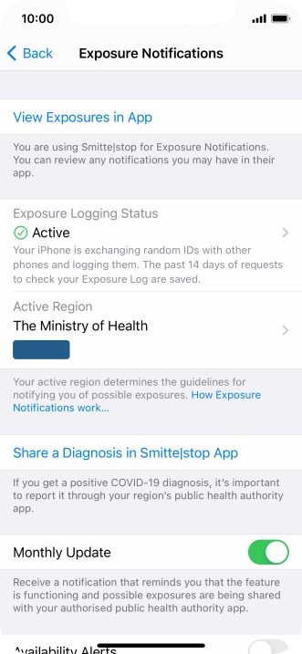 Press Exposure Logging Status.