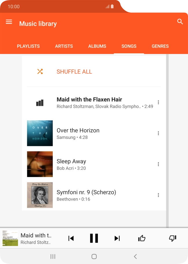 Press the song title at the bottom of the screen.