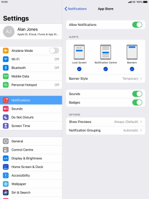 Press the indicator next to 